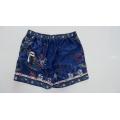Navy blue men's beach shorts in vintage print