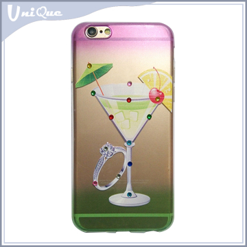 Colorful Fashion tpu Liquid 3D drink bottle phone case for iphone 6,colored drawing back cover case for Iphone 6