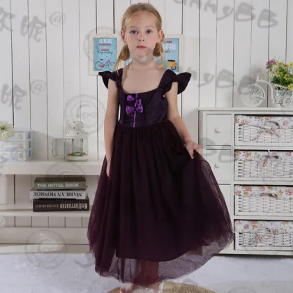 girl purple lace princess dress