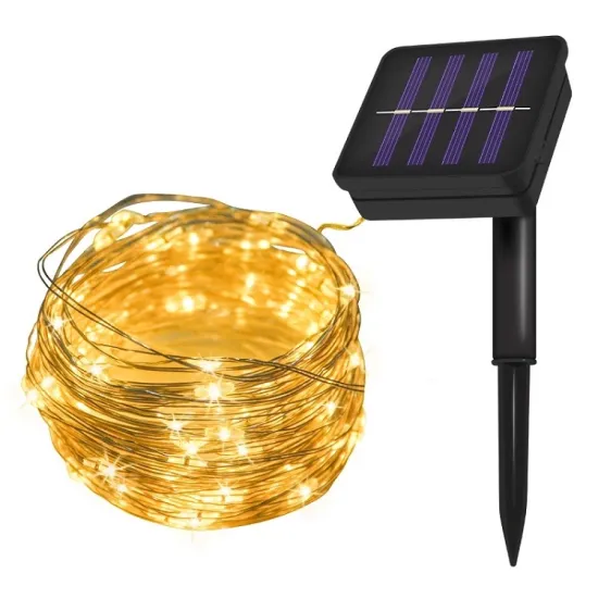 Solar Powered Mini Copper Wire Warm White LED Fairy Lights