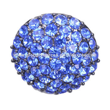Cocktail Rings with Blue Rhinestones and Stretch Band, Multicolor Available, Low MOQ