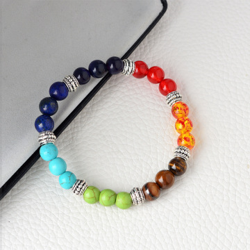 7 Chakras Beaded Bracelet strands Reiki Healing Balancing Round Beads for women and men