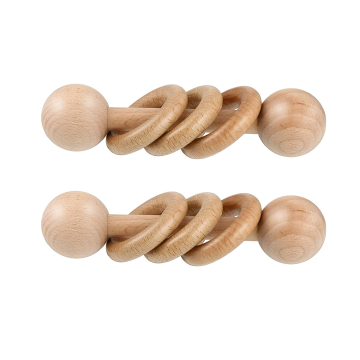 Natural Wooden Rattle Beech Rattle Toy Grasp