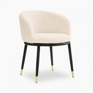 Theo Dining Chair - Ivory White Leisure Chair for Living Room and Dining Area