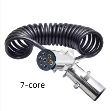 Best Quality 7-Pin Heavy Duty Trailer Plug Connector with Spiral Power Cable for Brake System