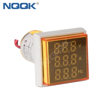 22mm Yellow Square LED Indicator Digital Voltmeter Ammeter with Hz Frequency Multifunction Meter