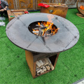 Outdoor kitchen charcoal corten grill