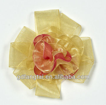 Organza ribbon rose bow yellow ribbon bow