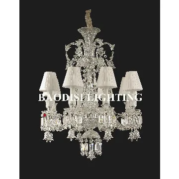 Baccarat Style crystal lamps with glass lampbody and fabric lampshade