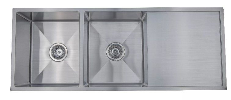 Square Double Bowl Kitchen Sink with Drainboard