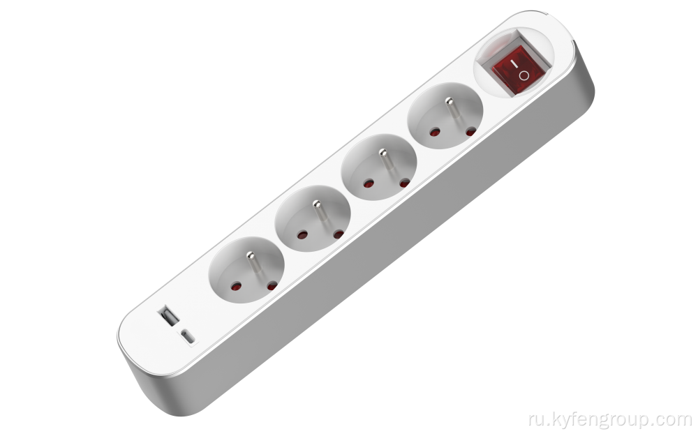 4 розетки Power Strip с 2 USB 2.4A