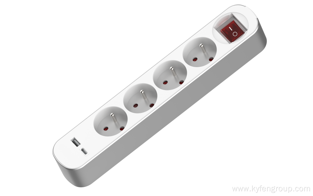 4 Outlets Power Strip with 2 USB 2.4A
