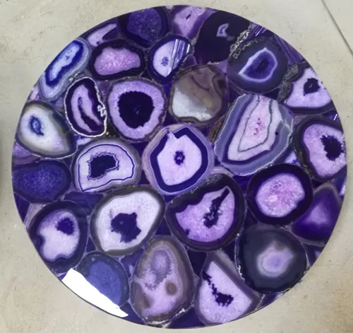 semi precious stone purple agate side table
