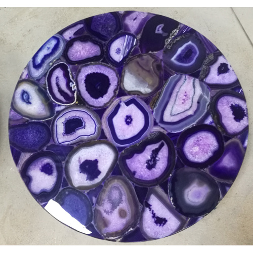 table d&#39;appoint en agate violette et pierres semi-précieuses
