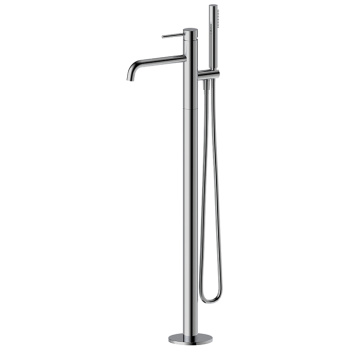 Floor Mounted Brass Freestanding Tub Faucet Brushed Nickel