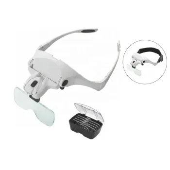 9892B2 Head-Mounted Magnifying Glass with 5 Lenses - LED Illumination, 2x to 5x Magnification, PMMA Material