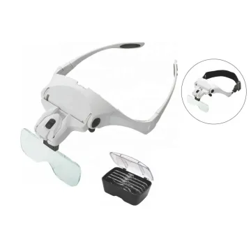 9892B2 Head-Mounted Magnifying Glass with 5 Lenses - LED Illumination, 2x to 5x Magnification, PMMA Material