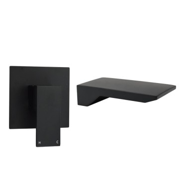 Modern Square Concealed Basin Mixer with Wall Mount Waterfall Shower Faucet