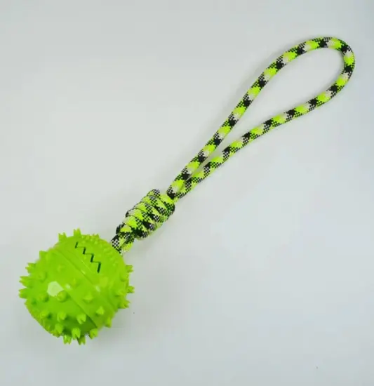 TPR Interactive Dog Chew Ball Toy with Rope