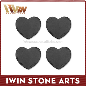 Natural Slate Heart Stone Coasters (Set of 4)