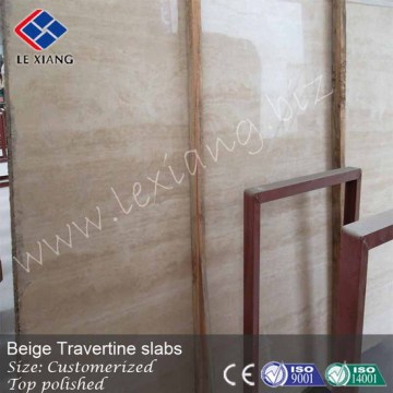 Beige travertine marble slab