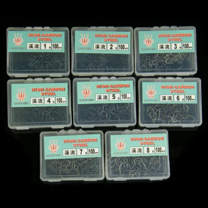 Fishing Hooks Assist High Carbon Steel Hooks 100pcs/Box for Wild Fishing Crucian Carp