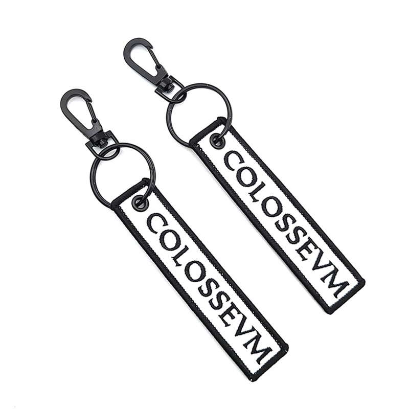 Tag allwedd jet brodwaith keychain ffabrig ochr dwbl