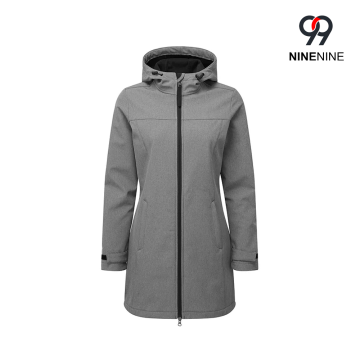 Jaqueta Softshell com capuz e resistente ao chuveiro longo para mulher