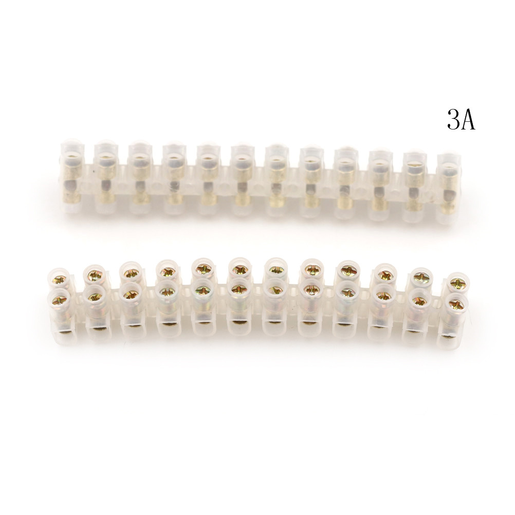 2pcs 3A 6A 10A 20A Screw Terminal Barrier Connector Electrical Wire Connection 12Position Barrier Terminal Strip Block