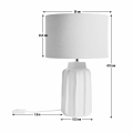 Ribbed Ceramic Table Lamp Cream Glossy Fabric Shade