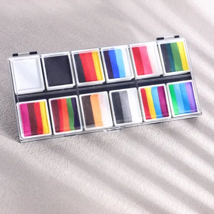 S01r Body Paint Palette Party Makeup - Rainbow Split Cake Face Paint Kit