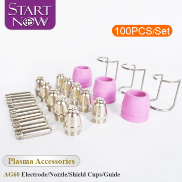 StartNow 100pcs WSD60 Plasma -Düsen -Kit mit Elektrodenschildbechern, Keramikführer und AG60 Pilot Torch
