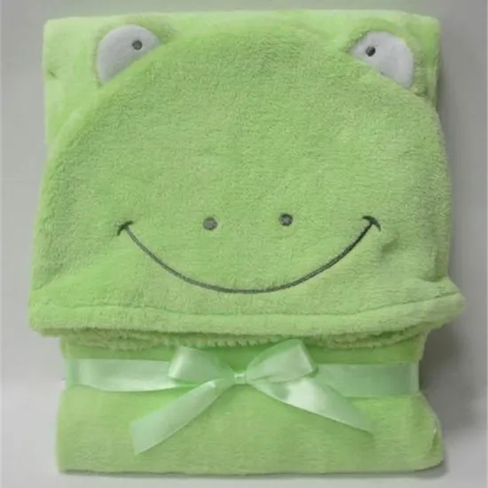 Super soft heated blankets lovely  frog bear cat customized flannel fleece baby blanket with hood