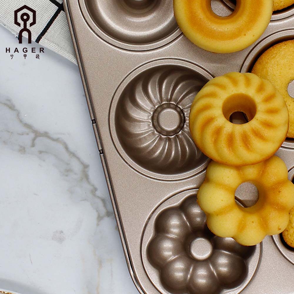 6 Cavity Doughnut Pan Champagne Gold 5