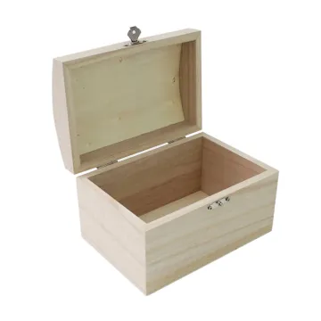 Small Wooden Chest: Unfinished Jewelry Box Treasure Keepsake Box