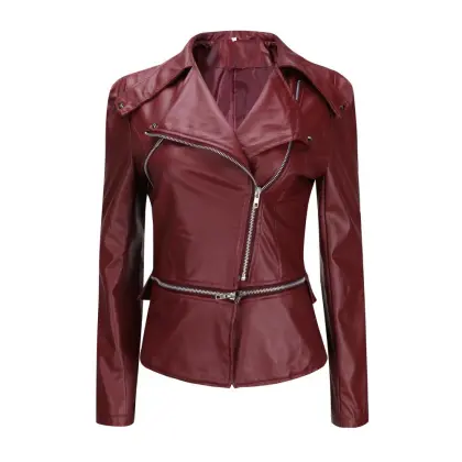 Women Motorcycle Leather Jacket