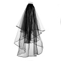 Black Bridal Veil Double layer White Long Wedding