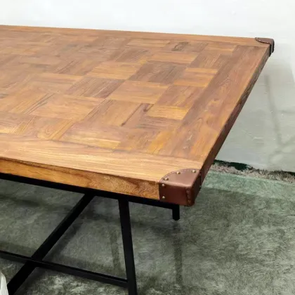 customized dining room antique wood dining table 240cm metal iron stand wooden top table conference workshop industrial design