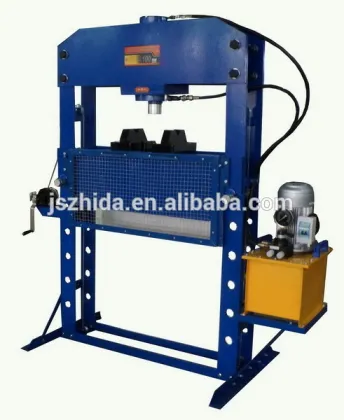 100Ton Electric Shop Press with Hand Winch Grid Guard