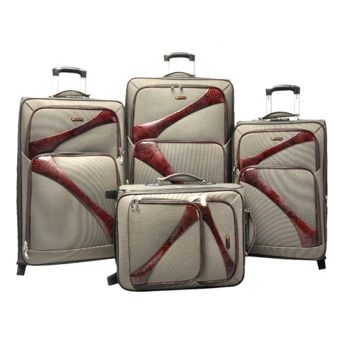 Fashion design polyester soft luggage set with PU