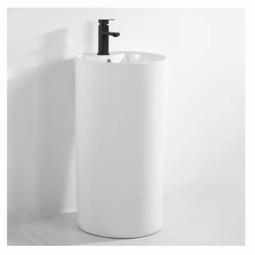 Modern Lavabo Free Standing One Piece Pedestal Wash Basin Ceramic Bathroom Sink
