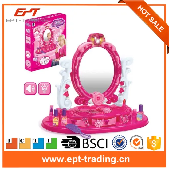 plastic girl toy comestic makeup dresser with mirror