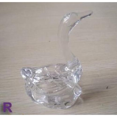 Soporte de anillo de cristal decorativo en forma de cisne