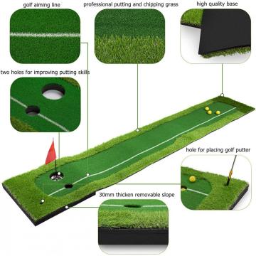 Golf profesional que pone estera verde