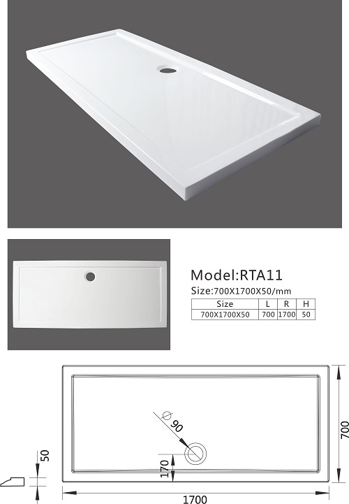 CE Rectangle Glossy White ShowerTray