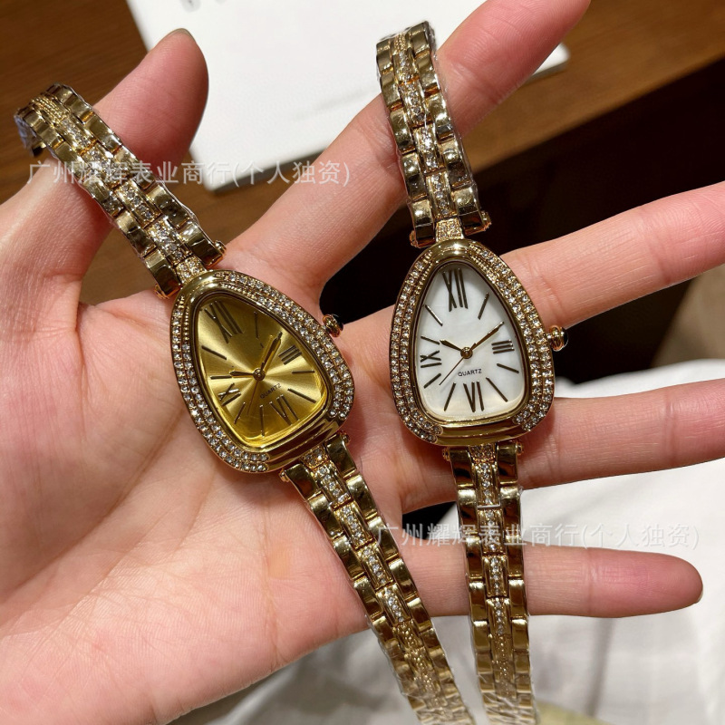 Diamond Snake Face Green Watch Vintage Style
