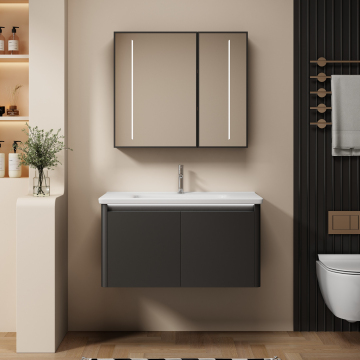 Design moderno in PVC Combo vanità per bagno montato a parete