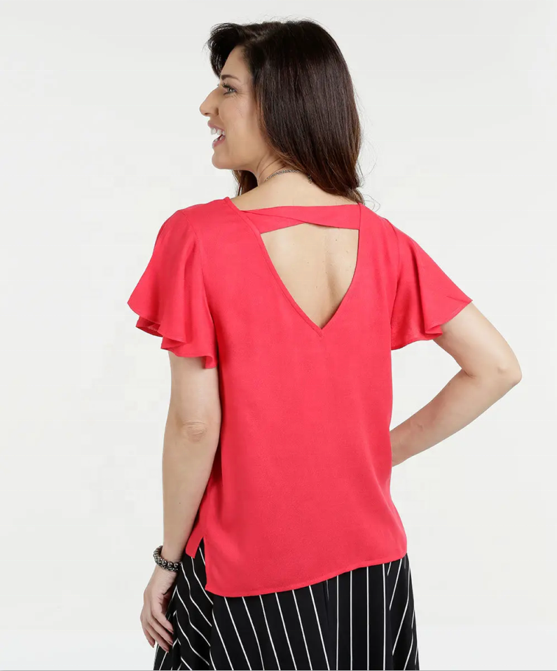 Butterfly sleeve V shape on the back shirt