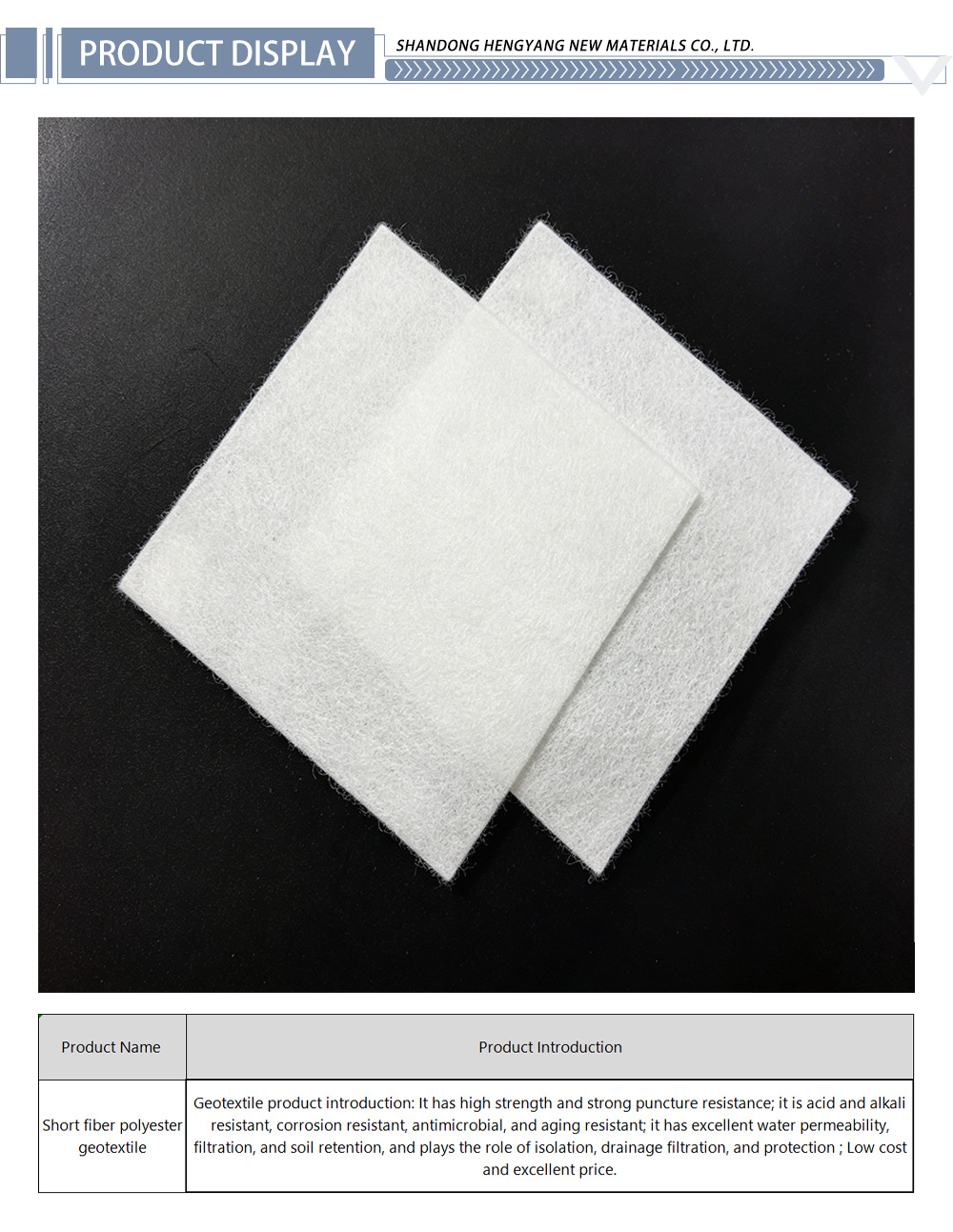 Short fiber polyester geotextile 17-X