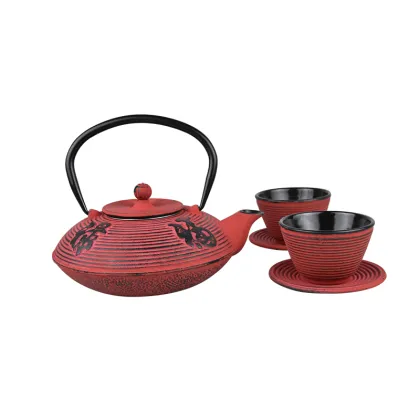 Red Cast Iron Teapot